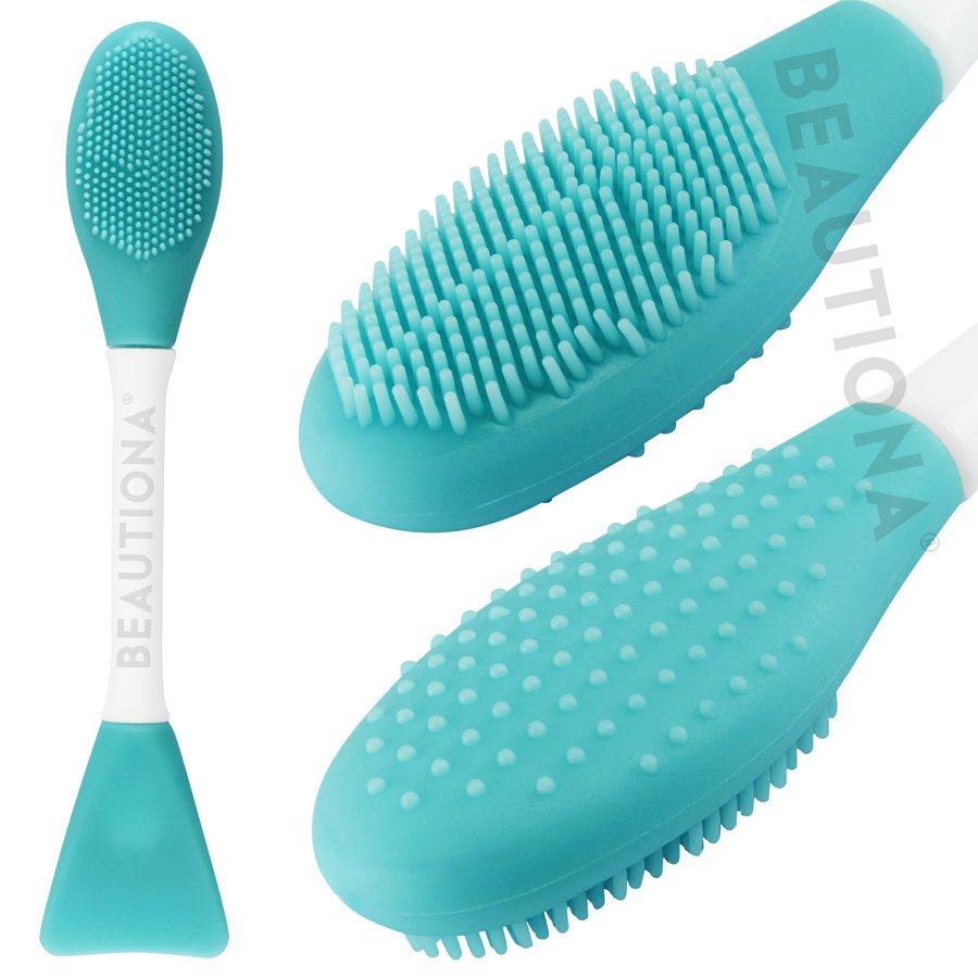 Dwustronna silikonowa szczoteczka do maseczek, niebieska