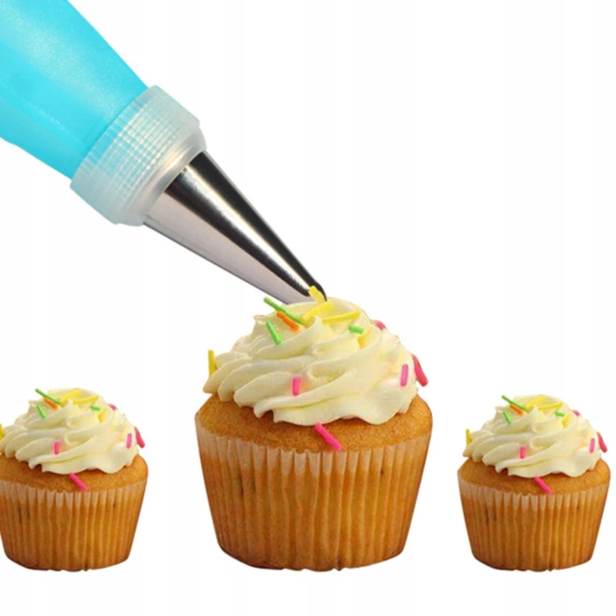 Silikonowy rękaw cukierniczy niebieski zestaw