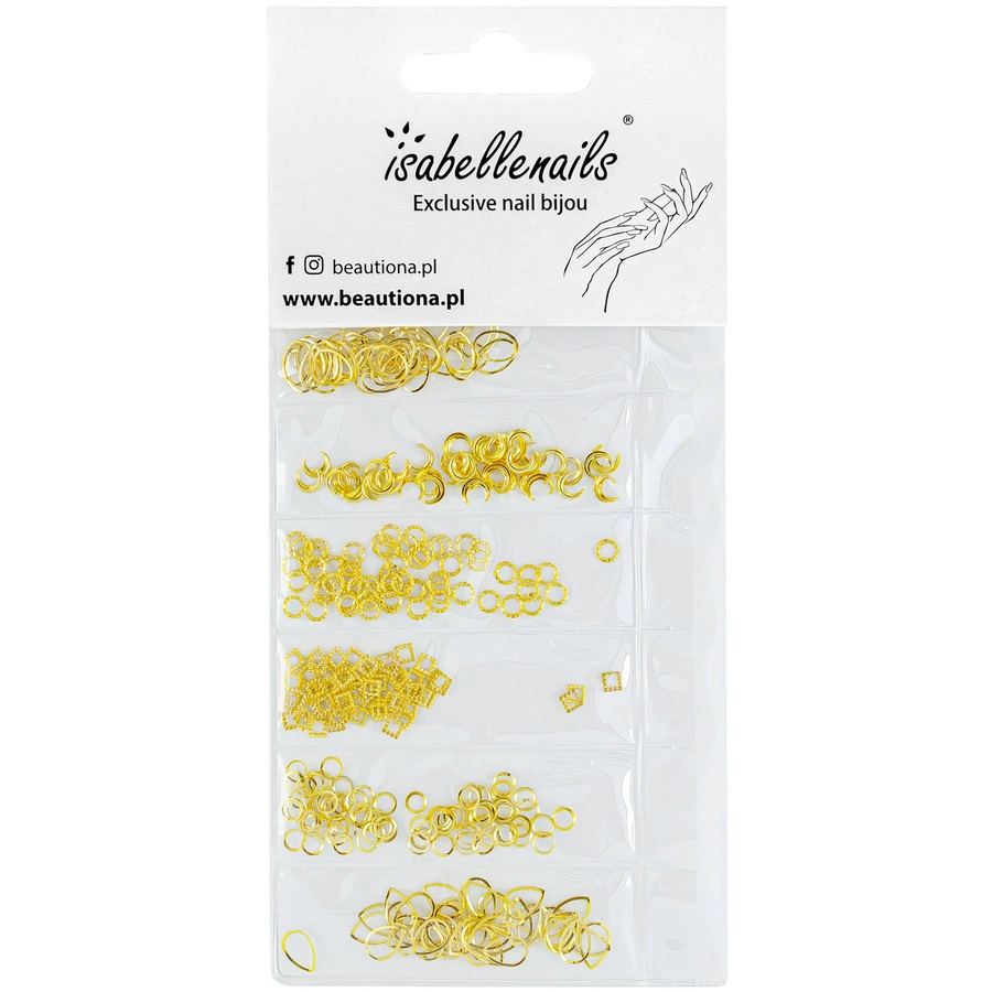 Ozdoby do paznokci, kółka księżyce złote 3D 200 sztuk