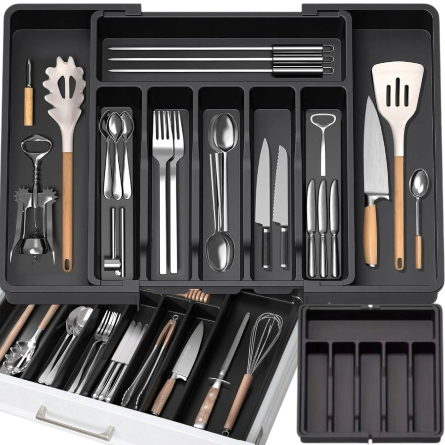 Wkład do szuflady rozsuwany organizer na sztućce 57 x 38 cm