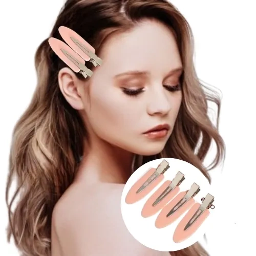 Zestaw bezuciskowych spinek do włosów pudrowy róż