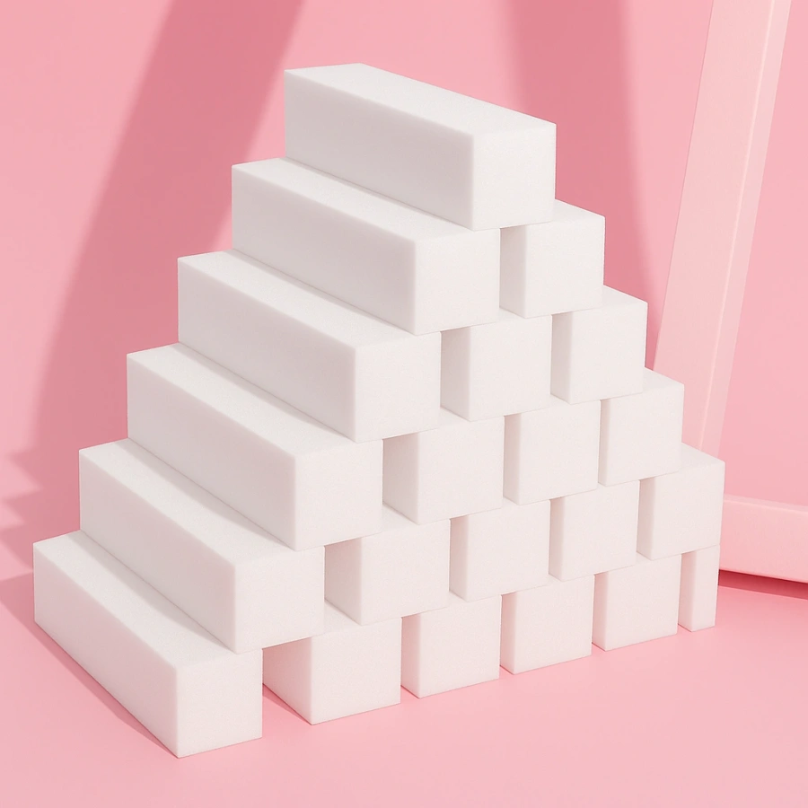 Blok polerski do paznokci kostka 100/100 biały – trwały zestaw 10 sztuk