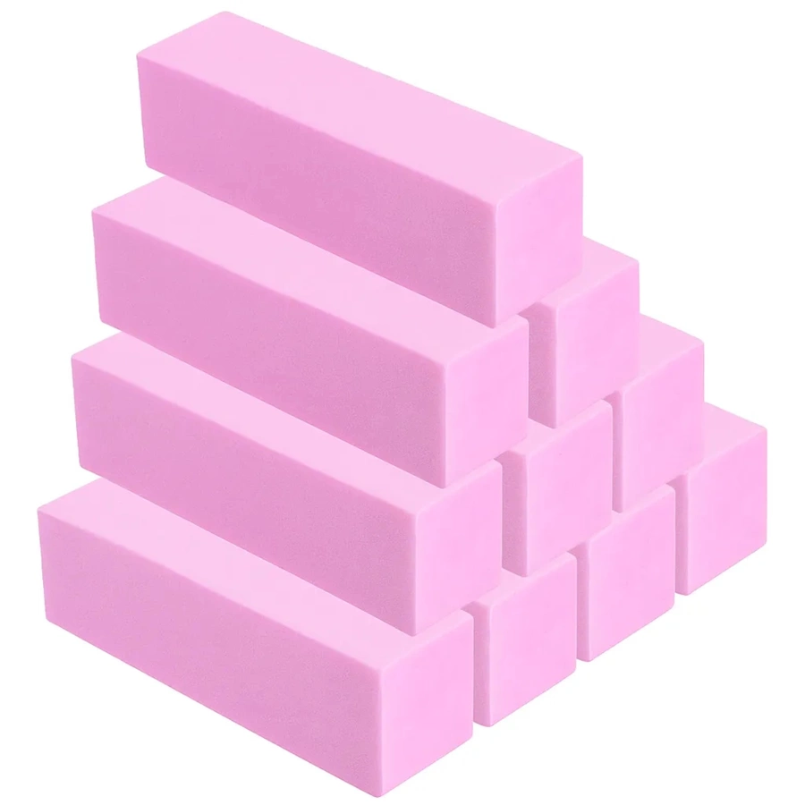 Blok polerski do paznokci kostka 100/100 różowy – trwały zestaw 10 sztuk