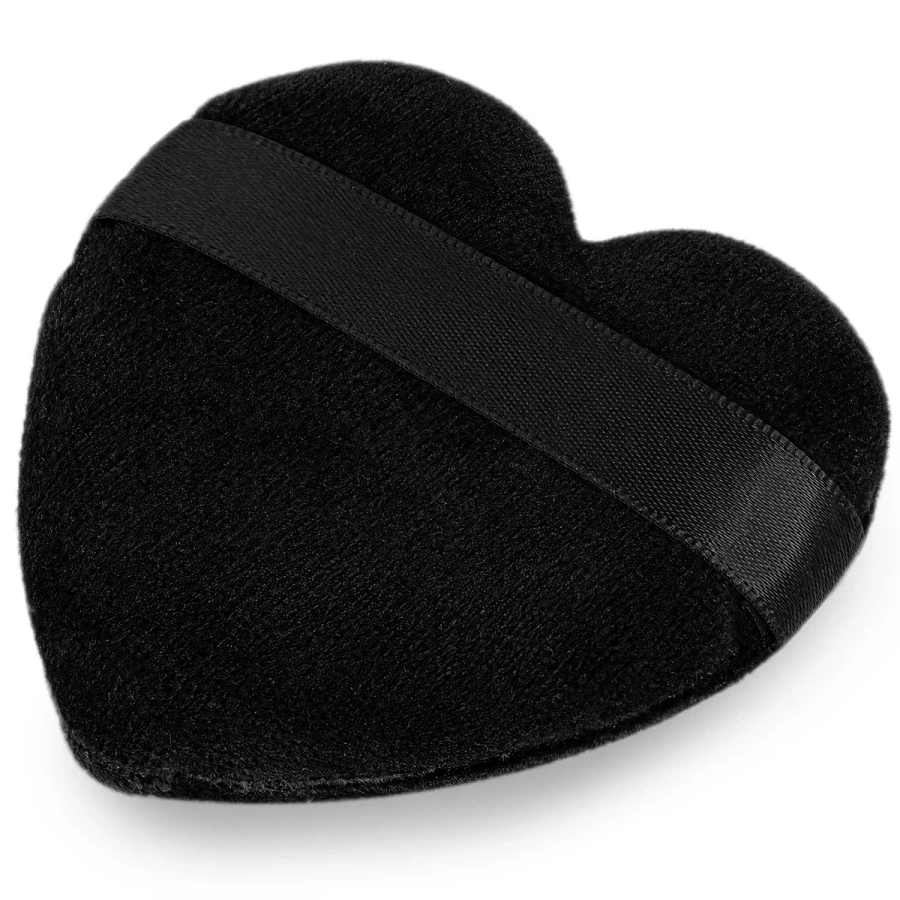 Puszek do pudru sypkiego puff welurowy serce black