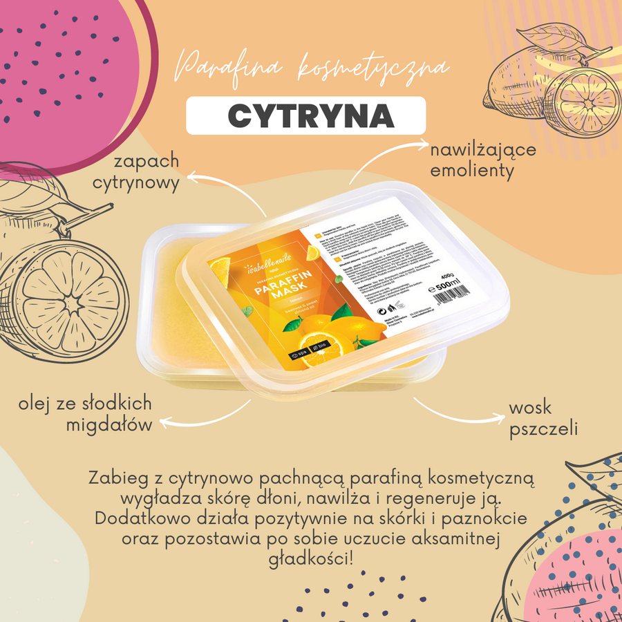 Parafina kosmetyczna isabellenails cytryna 500 ml