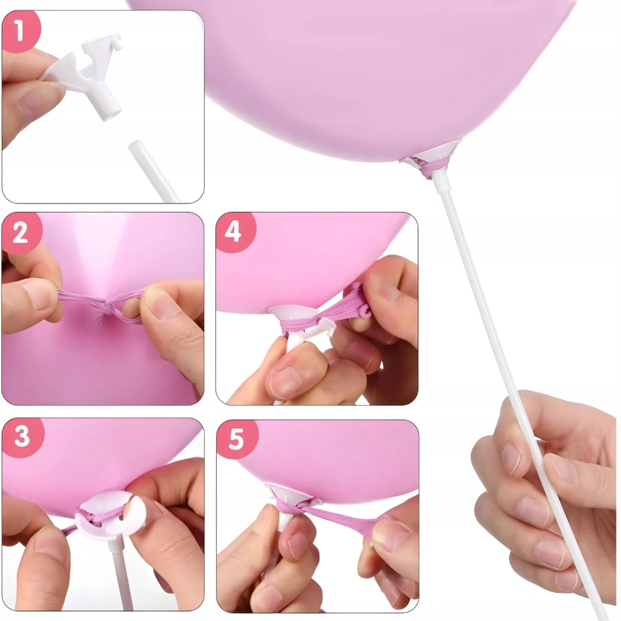 Patyczki do balonów z koszyczkami 100 szt 40 cm