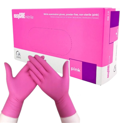 Rękawiczki nitrylowe jednorazowe różowe - rozmiar M