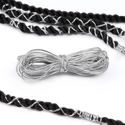Srebrny elastyczny sznurek ozdobny do wplatania we włosy/warkocze 5 m